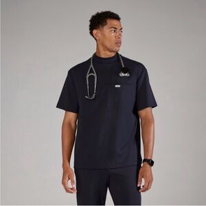 Figs Navy Dawson FORMx Relaxed Mock Neck Scrub Top
